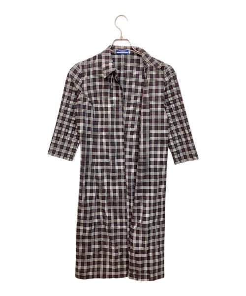 BURBERRY BLUE LABEL（バーバリー ブルー レーベル）BURBERRY BLUE LABEL (バーバリー ブルー レーベル) シャツワンピース ブラック×レッド サイズ:38の古着・服飾アイテム