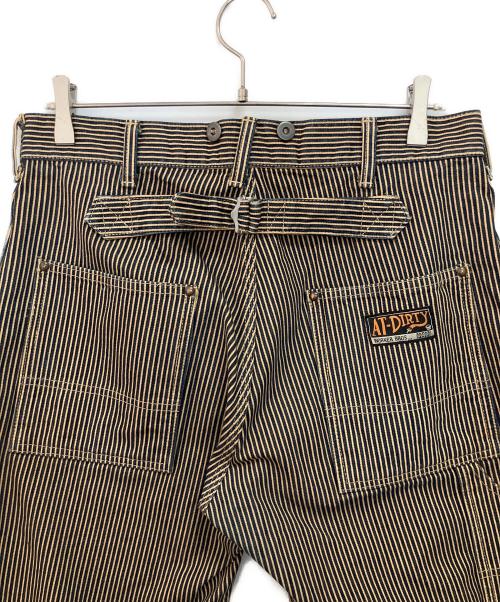 AT-DIRTY（アットダーティ）AT-DIRTY (アットダーティ) ヒッコリー ワークパンツ ブルー×ホワイト サイズ:Mの古着・服飾アイテム