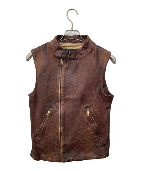 ALEXANDER McQUEEN（アレキサンダーマックイーン）ALEXANDER McQUEEN (アレキサンダーマックイーン) レザーベスト ブラウン サイズ:表記無しの古着・服飾アイテム