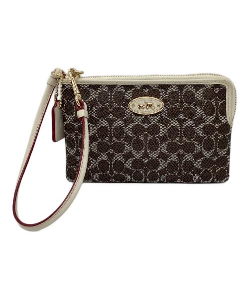 COACH（コーチ）COACH (コーチ) ミニポーチ ブラウン×ホワイトの古着・服飾アイテム