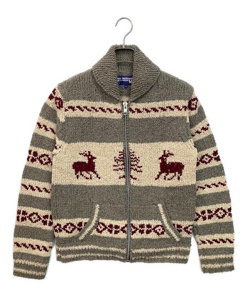COMME des GARCONS JUNYA WATANABE MAN（コム デ ギャルソン ジュンヤ ワタナベ マン）COMME des GARCONS JUNYA WATANABE MAN (コムデギャルソンジュンヤワタナベマン) カウチンニットカーディガン グレー×アイボリー サイズ:Mの古着・服飾アイテム