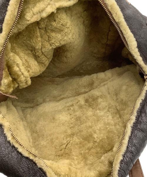 CHAPAL（シャパル）CHAPAL (シャパル) シープスキンボストンバッグ ブラック×ブラウンの古着・服飾アイテム