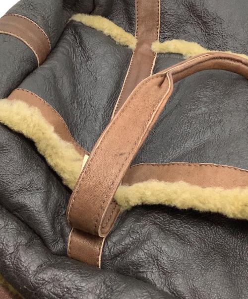 CHAPAL（シャパル）CHAPAL (シャパル) シープスキンボストンバッグ ブラック×ブラウンの古着・服飾アイテム