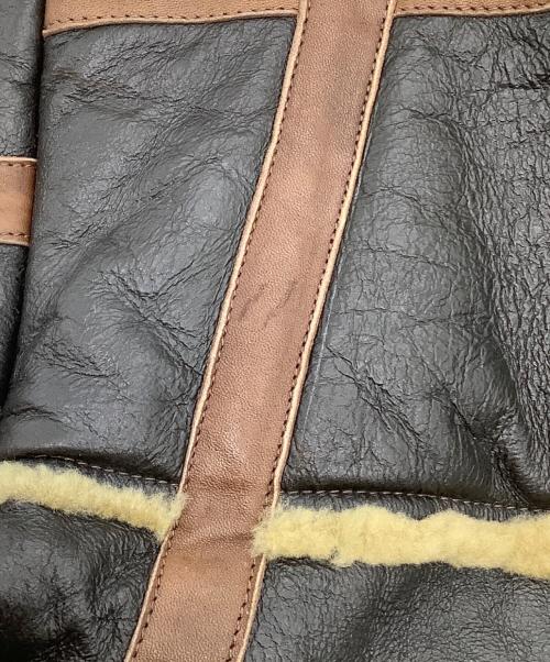 CHAPAL（シャパル）CHAPAL (シャパル) シープスキンボストンバッグ ブラック×ブラウンの古着・服飾アイテム