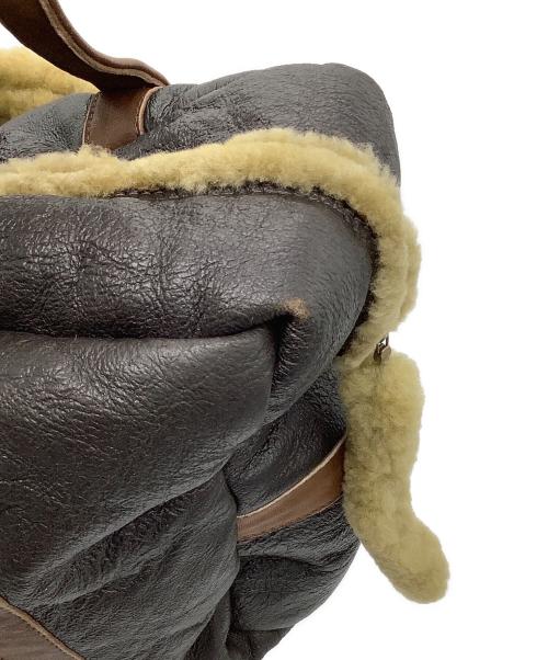 CHAPAL（シャパル）CHAPAL (シャパル) シープスキンボストンバッグ ブラック×ブラウンの古着・服飾アイテム