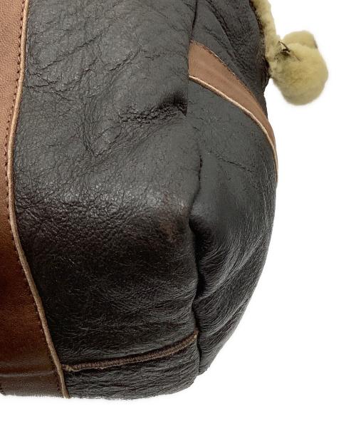 CHAPAL（シャパル）CHAPAL (シャパル) シープスキンボストンバッグ ブラック×ブラウンの古着・服飾アイテム