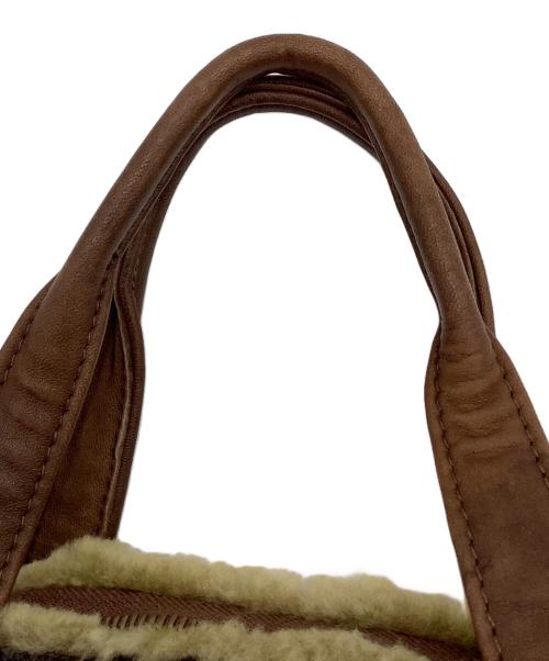 CHAPAL（シャパル）CHAPAL (シャパル) シープスキンボストンバッグ ブラック×ブラウンの古着・服飾アイテム