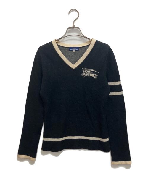 BURBERRY BLUE LABEL（バーバリー ブルー レーベル）BURBERRY BLUE LABEL (バーバリー ブルー レーベル) 厚手ニット ブラック×ホワイト サイズ:38の古着・服飾アイテム