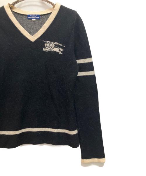BURBERRY BLUE LABEL（バーバリー ブルー レーベル）BURBERRY BLUE LABEL (バーバリー ブルー レーベル) 厚手ニット ブラック×ホワイト サイズ:38の古着・服飾アイテム