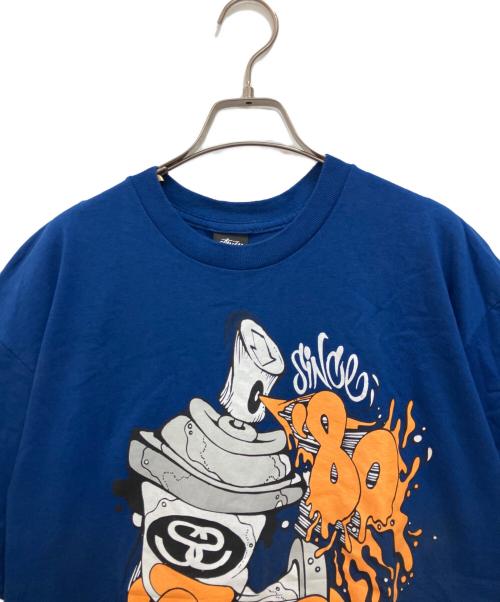 stussy（ステューシー）stussy (ステューシー) プリントTシャツ ブルー サイズ:XLの古着・服飾アイテム