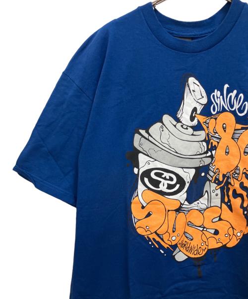 stussy（ステューシー）stussy (ステューシー) プリントTシャツ ブルー サイズ:XLの古着・服飾アイテム