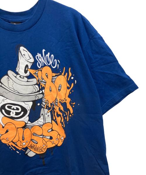 stussy（ステューシー）stussy (ステューシー) プリントTシャツ ブルー サイズ:XLの古着・服飾アイテム