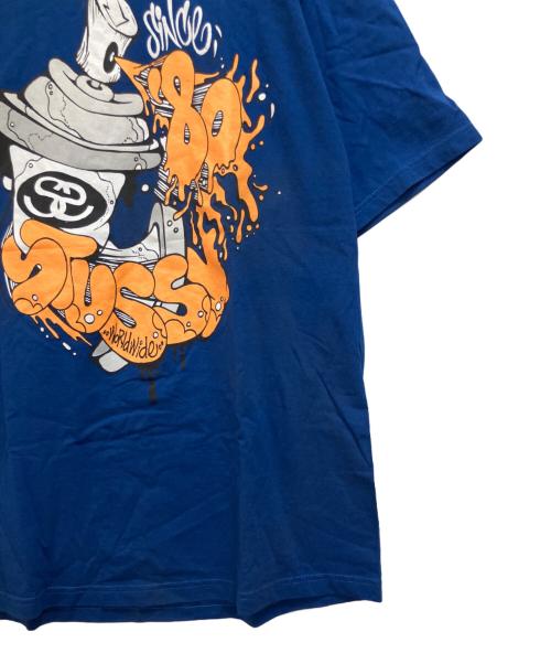 stussy（ステューシー）stussy (ステューシー) プリントTシャツ ブルー サイズ:XLの古着・服飾アイテム
