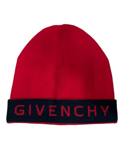GIVENCHY（ジバンシィ）GIVENCHY (ジバンシィ) ニット帽 レッド×ブラックの古着・服飾アイテム