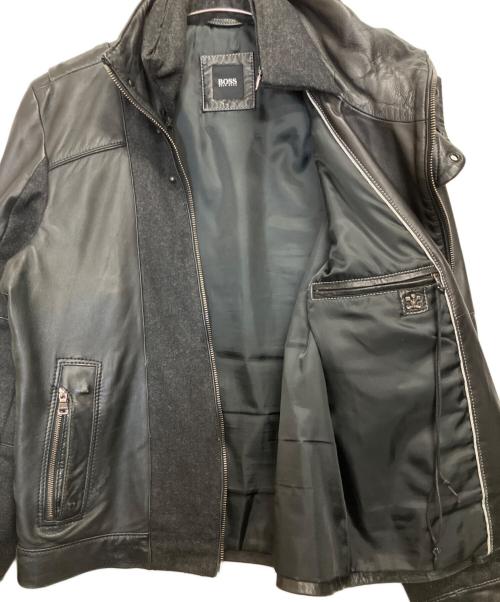 BOSS HUGO BOSS（ボス ヒューゴボス）BOSS HUGO BOSS (ボス ヒューゴボス) レザージャケット ブラック サイズ:UK 50の古着・服飾アイテム