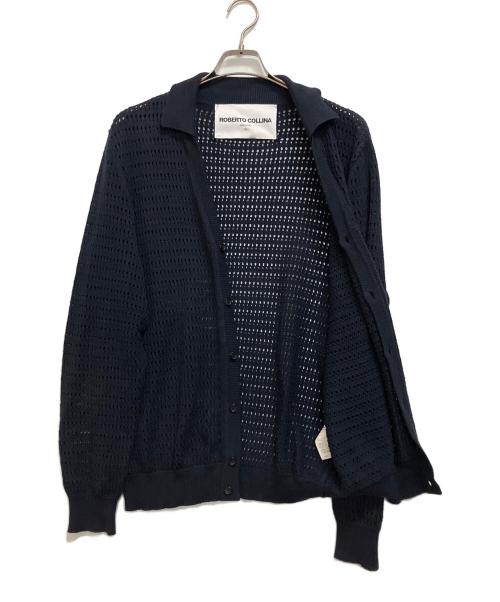 ROBERTO COLLINA（ロベルトコリーナ）ROBERTO COLLINA (ロベルトコリーナ) メッシュニットカーディガン ネイビー サイズ:50の古着・服飾アイテム