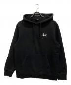 stussyステューシー）の古着「ロゴフーディ　プルオーバーパーカー」｜ブラック