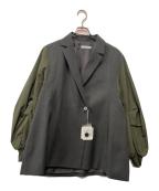 chignon×ROSSOシニヨン×ロッソ）の古着「袖ドッキングフォルムジャケット」｜グレー×カーキ