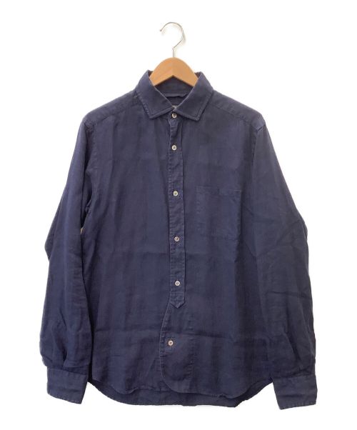 NIGEL CABOURN（ナイジェルケーボン）NIGEL CABOURN (ナイジェルケーボン) リネンボタンダウンシャツ ネイビー サイズ:46の古着・服飾アイテム