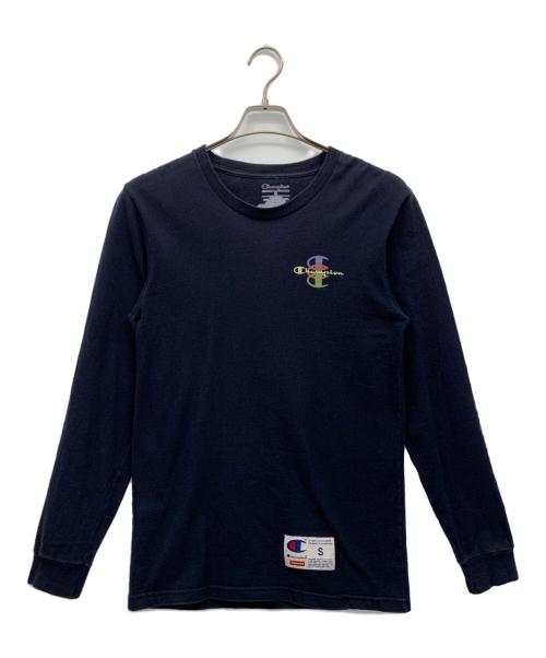 Champion（チャンピオン）Champion (チャンピオン) Supreme (シュプリーム) ロングスリーブTシャツ ネイビー サイズ:Sの古着・服飾アイテム