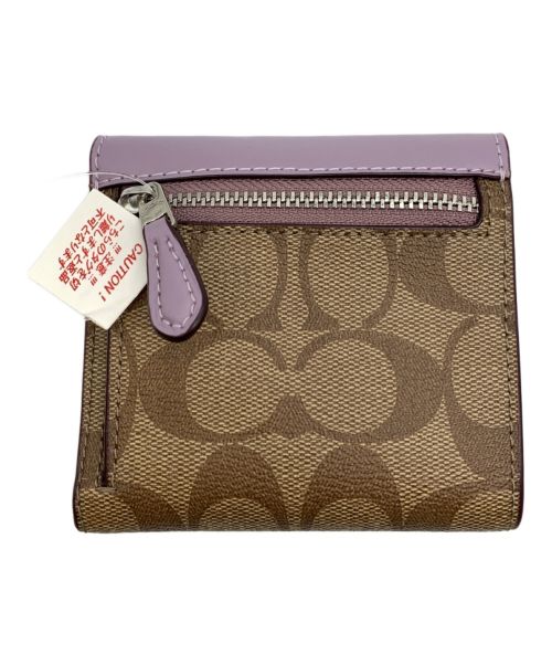 COACH（コーチ）COACH (コーチ) 3つ折り財布 ラベンダー×ベージュの古着・服飾アイテム