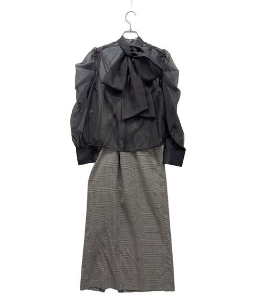 Lily Brown（リリーブラウン）Lily Brown (リリーブラウン) ボウタイブラウスセットキャミソールワンピース グレー 未使用品の古着・服飾アイテム