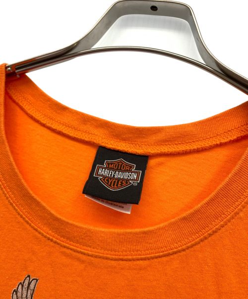 モーターTシャツ（モーターTシャツ）モーターTシャツ (モーターTシャツ) [古着]HARLEY-DAVIDSON モーターTシャツ オレンジ サイズ:2XLの古着・服飾アイテム