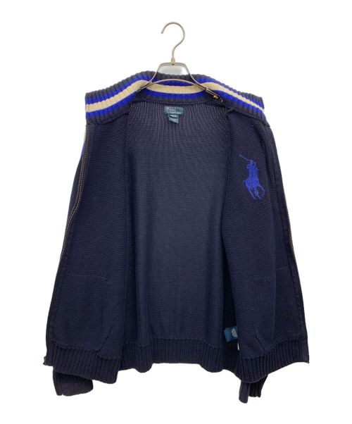 POLO RALPH LAUREN（ポロ・ラルフローレン）POLO RALPH LAUREN (ポロ・ラルフローレン) ジップアップニット ネイビー サイズ:XLの古着・服飾アイテム