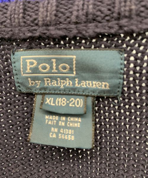 POLO RALPH LAUREN（ポロ・ラルフローレン）POLO RALPH LAUREN (ポロ・ラルフローレン) ジップアップニット ネイビー サイズ:XLの古着・服飾アイテム