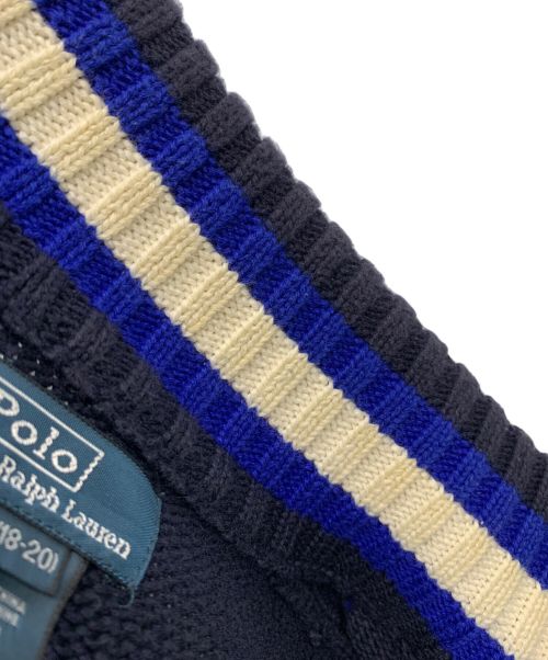 POLO RALPH LAUREN（ポロ・ラルフローレン）POLO RALPH LAUREN (ポロ・ラルフローレン) ジップアップニット ネイビー サイズ:XLの古着・服飾アイテム