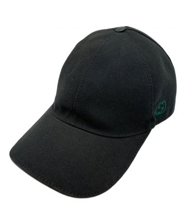 最終値下げ GUCCI キャップ ブラック グリーンロゴ Y2K 男女兼用 中古・古着通販】GUCCI (グッチ) キャップ ブラック｜ブランド・古着