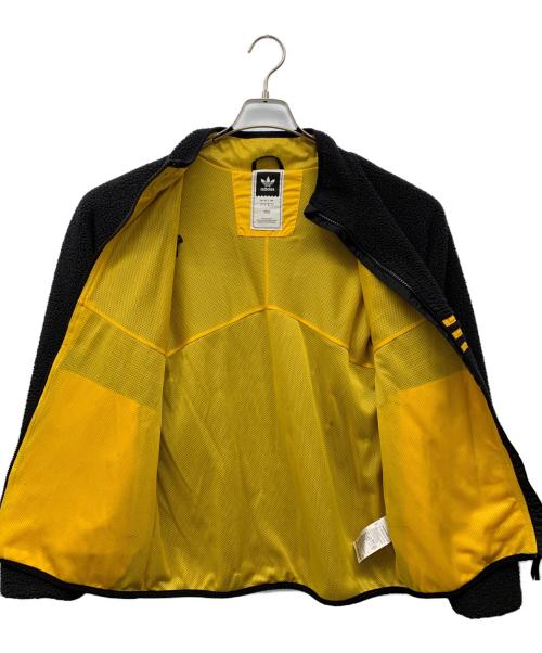 adidas Originals（アディダスオリジナル）adidas originals (アディダスオリジナル) シェルパ ボアフリースジャケット ブラック×イエロー サイズ:Lの古着・服飾アイテム
