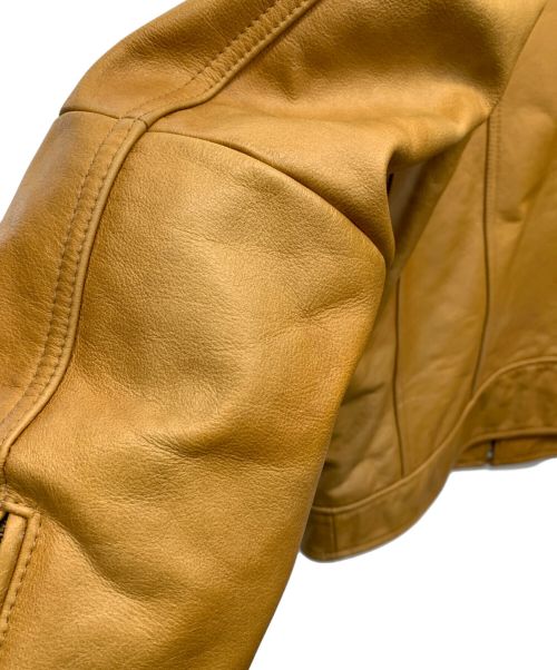 UNIQLO（ユニクロ）UNIQLO (ユニクロ) シングル ライダース レザー ジャケット ブラウン サイズ:Lの古着・服飾アイテム