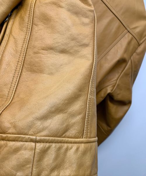 UNIQLO（ユニクロ）UNIQLO (ユニクロ) シングル ライダース レザー ジャケット ブラウン サイズ:Lの古着・服飾アイテム