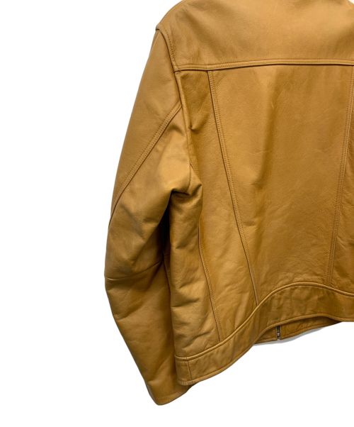 UNIQLO（ユニクロ）UNIQLO (ユニクロ) シングル ライダース レザー ジャケット ブラウン サイズ:Lの古着・服飾アイテム