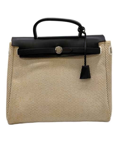 HERMES（エルメス）HERMES (エルメス) ハンドバッグ ベージュ×ブラックの古着・服飾アイテム