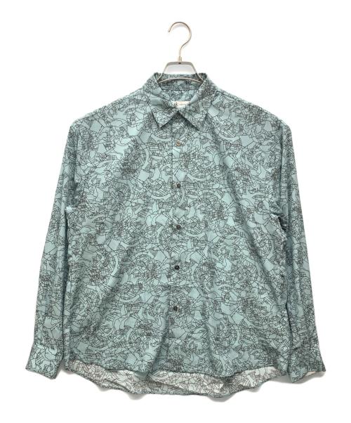 TAKEO KIKUCHI（タケオキクチ）TAKEO KIKUCHI (タケオキクチ) 総柄シャツ ブルー サイズ:Mの古着・服飾アイテム