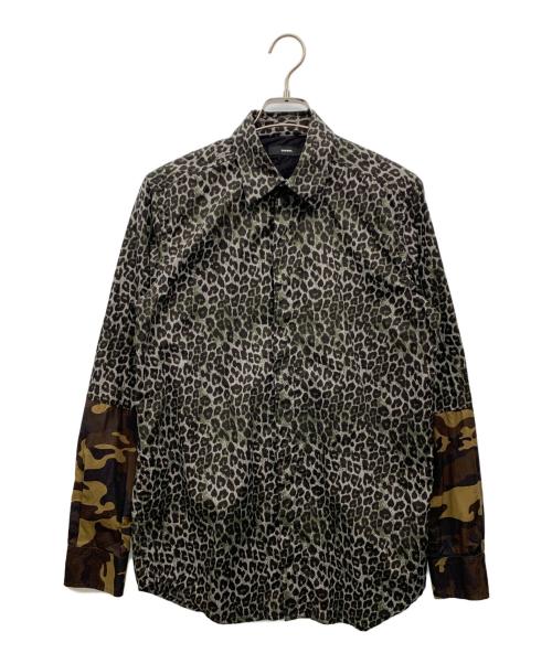 DIESEL（ディーゼル）DIESEL (ディーゼル) 総柄シャツ グレー×ブラック サイズ:Sの古着・服飾アイテム