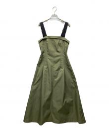 Lily Brown（リリーブラウン）の古着「配色Aラインワンピース」｜カーキ