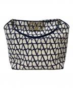 VALENTINOヴァレンティノ）の古着「ショッピングバッグ」｜ホワイト×ネイビー