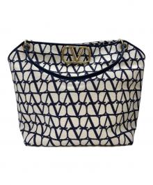 VALENTINO（ヴァレンティノ）の古着「ショッピングバッグ」｜ホワイト×ネイビー