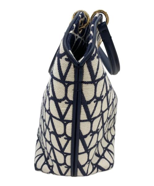 VALENTINO（ヴァレンティノ）VALENTINO (ヴァレンティノ) ショッピングバッグ ホワイト×ネイビーの古着・服飾アイテム