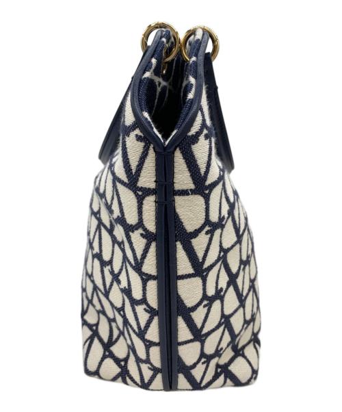 VALENTINO（ヴァレンティノ）VALENTINO (ヴァレンティノ) ショッピングバッグ ホワイト×ネイビーの古着・服飾アイテム