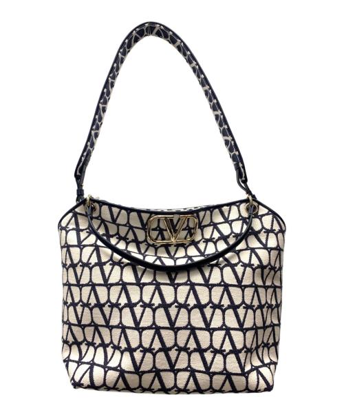 VALENTINO（ヴァレンティノ）VALENTINO (ヴァレンティノ) ショッピングバッグ ホワイト×ネイビーの古着・服飾アイテム