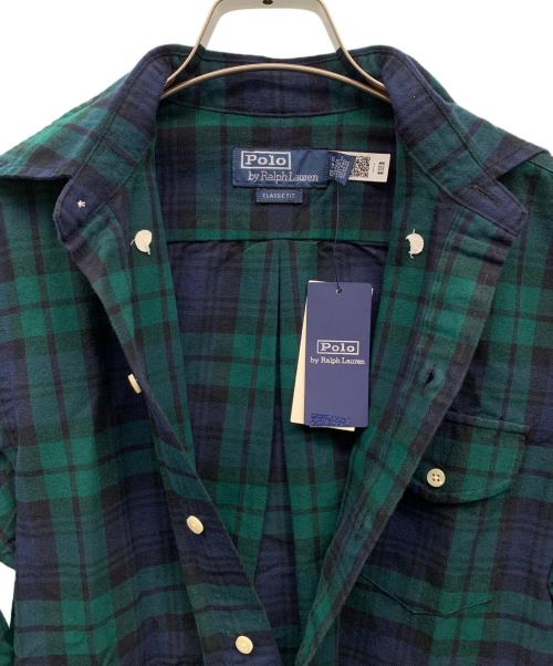 POLO RALPH LAUREN（ポロ・ラルフローレン）POLO RALPH LAUREN (ポロ・ラルフローレン) クラシック フィット プラッド オックスフォード ポップオーバー シャツ ネイビー サイズ:XS 未使用品の古着・服飾アイテム