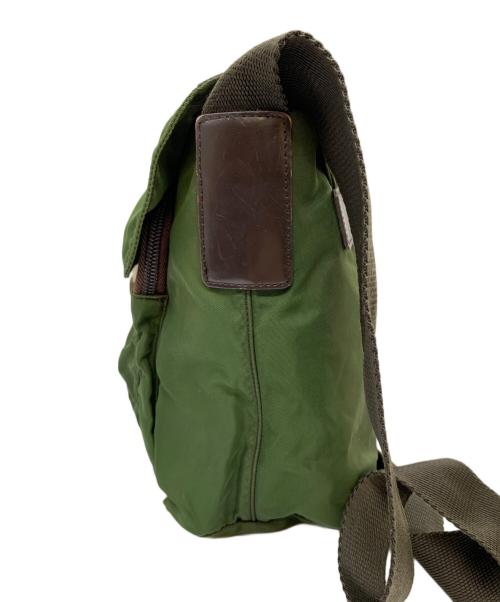 PRADA（プラダ）PRADA (プラダ) ナイロンショルダーバッグ グリーン×ブラウンの古着・服飾アイテム
