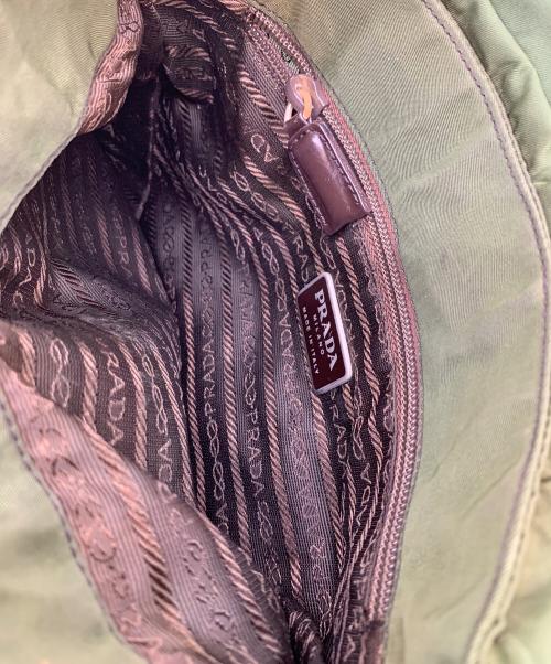 PRADA（プラダ）PRADA (プラダ) ナイロンショルダーバッグ グリーン×ブラウンの古着・服飾アイテム