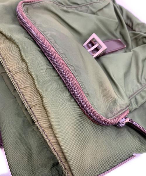 PRADA（プラダ）PRADA (プラダ) ナイロンショルダーバッグ グリーン×ブラウンの古着・服飾アイテム