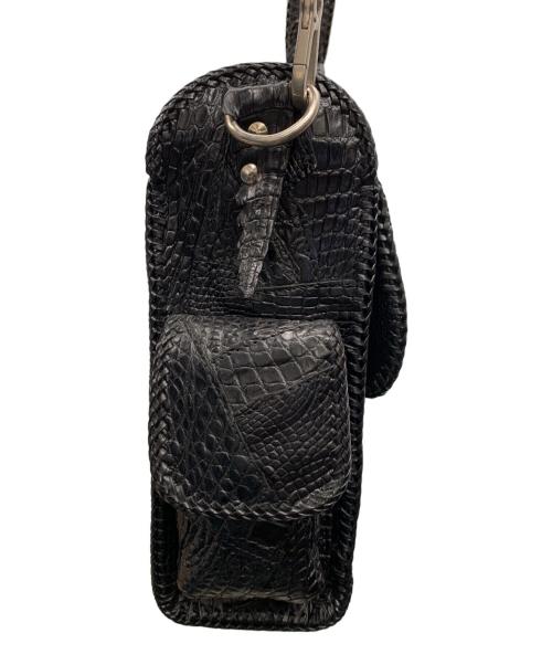 ノーブランド（ノーブランド）ノーブランド (ノーブランド) クロコダイルショルダーバッグ ブラックの古着・服飾アイテム