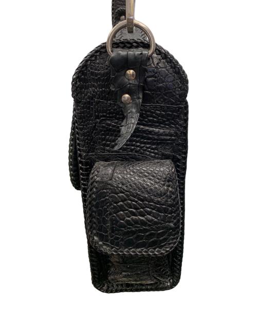 ノーブランド（ノーブランド）ノーブランド (ノーブランド) クロコダイルショルダーバッグ ブラックの古着・服飾アイテム